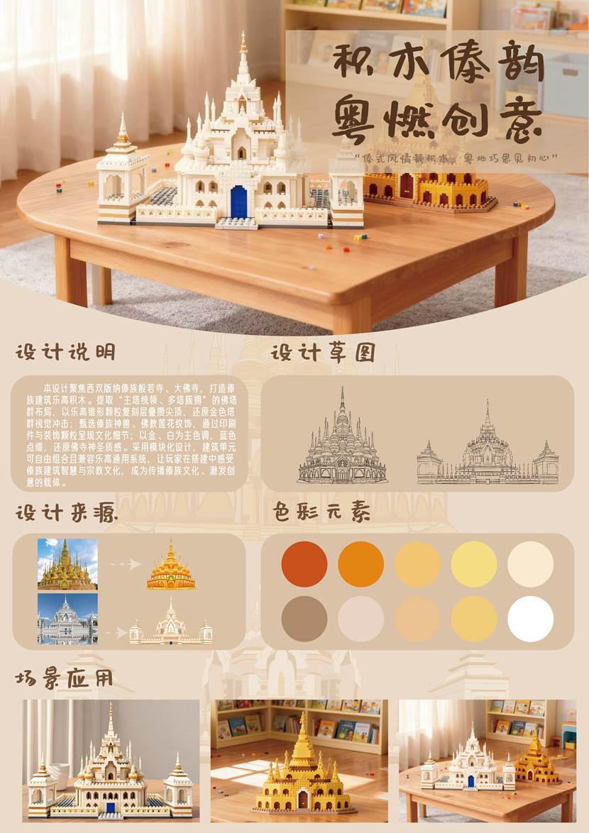 比赛展板-beat365正版唯一入口必一-“相和广东”综合设计作品《积木傣韵,粤燃创意》